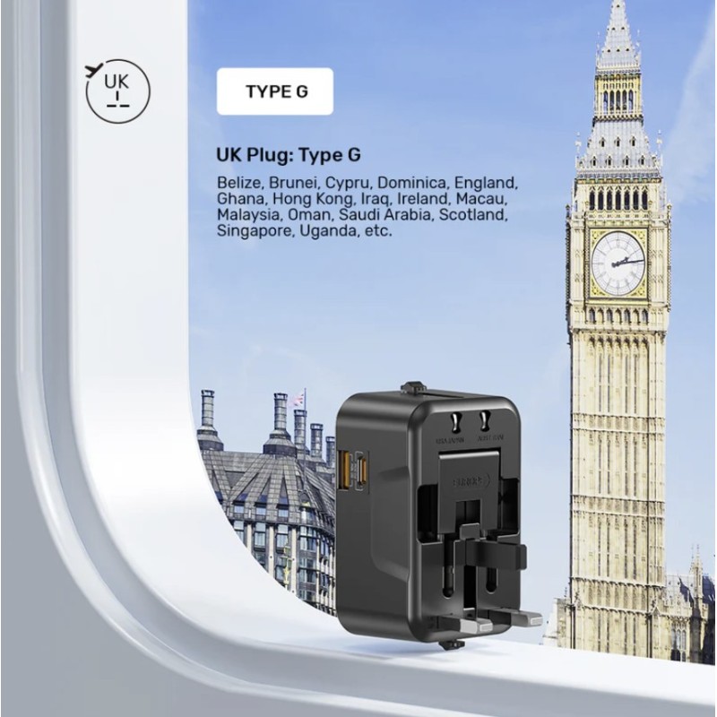 Unitek Universal Travel Charger - P1120A - 20W USBC+USBA Black — Buy in Cyprus with Fast Delivery