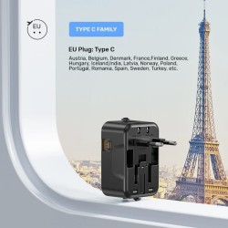 Unitek Universal Travel Charger - P1120A - 20W USBC+USBA Black — Buy in Cyprus with Fast Delivery