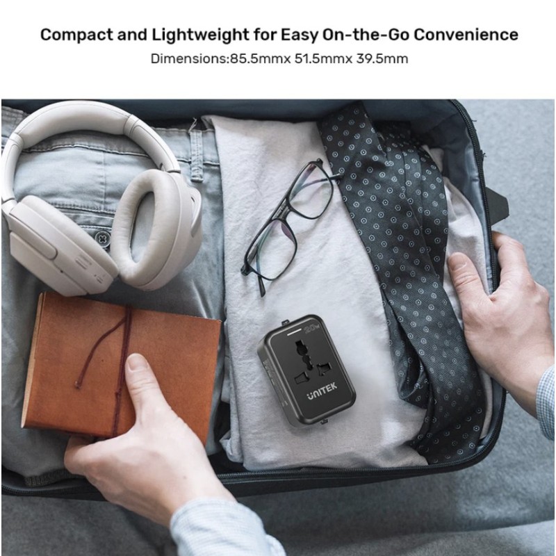 Unitek Universal Travel Charger - P1120A - 20W USBC+USBA Black — Buy in Cyprus with Fast Delivery
