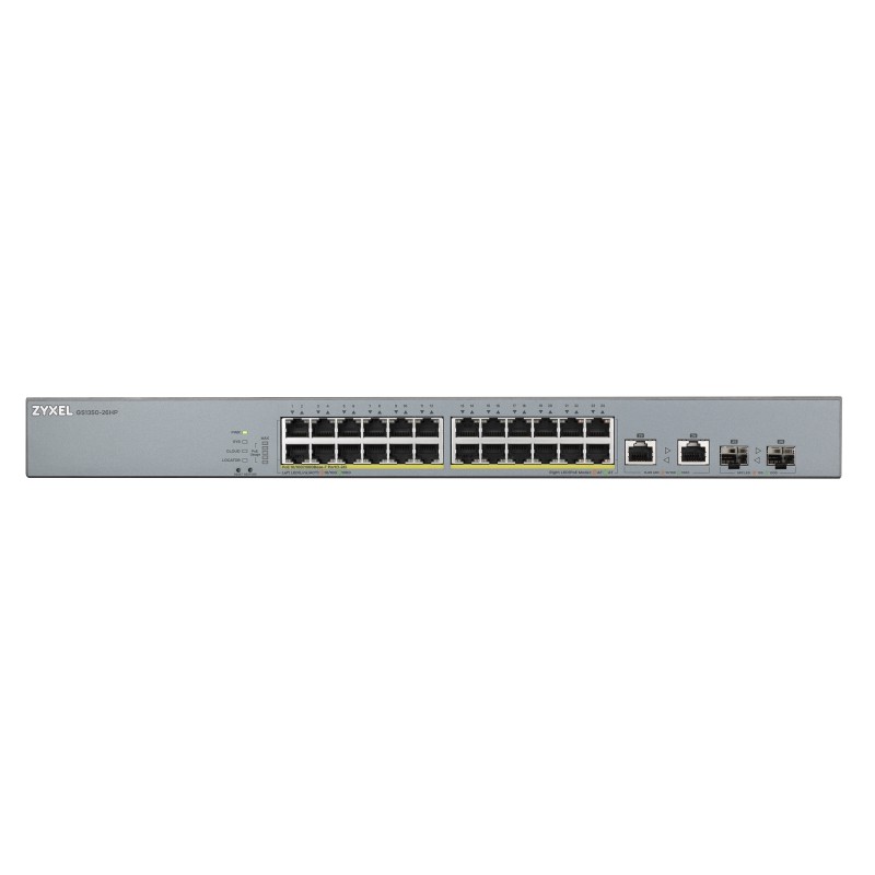 Zyxel Switch PoE Gigabit Managed Cloud CCTV 24PoE + 2RJ45 SFP Combo 375W - GS1350-26HP - UK — Buy in Cyprus with Fast Delivery