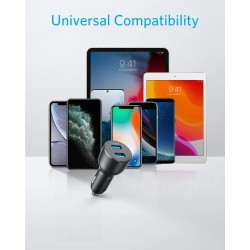 Anker Car Charger - PowerDrive III - 2 Port 36W Alloy Black — Buy in Cyprus with Fast Delivery