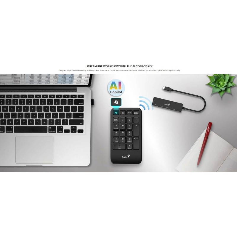 Genius Keyboard Numeric Pad Wireless AI with Palm Rest - 1000 - Genius Keyboard Numeric Pad Wireless AI with Palm Rest