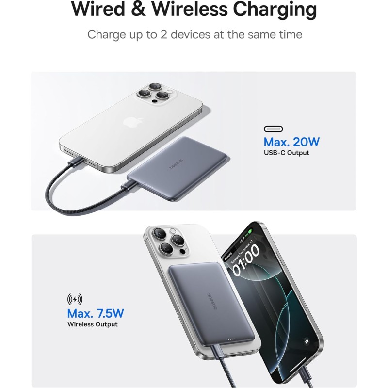 Baseus Powerbank Wireless 20W 5000mAh PicoGo - AM41 - Wireless 20W 5000mAh PicoGo — Buy in Cyprus with Fast Delivery