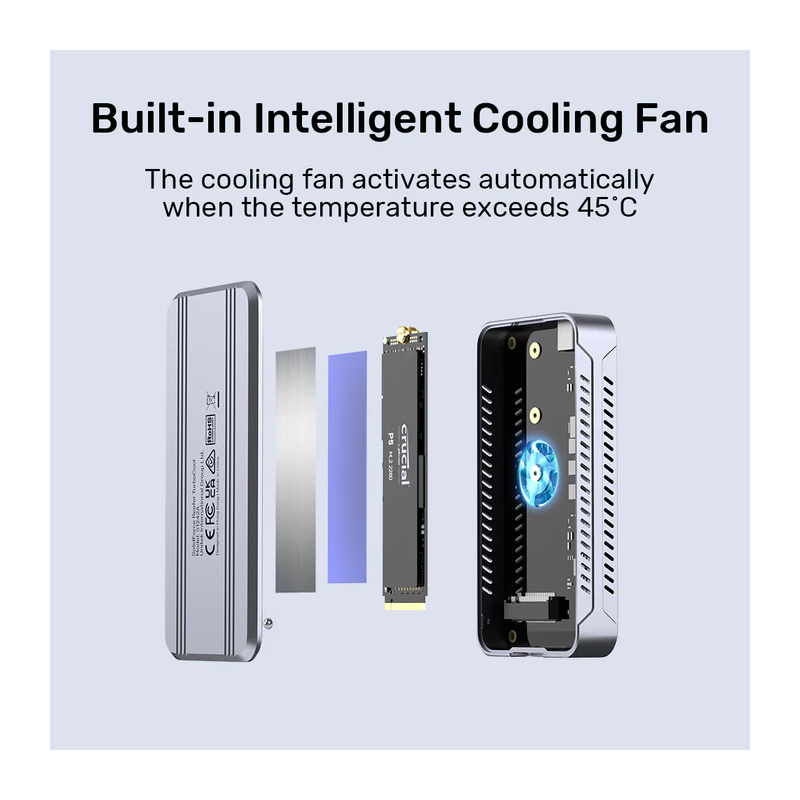 Unitek USB-C NVME PCIe Enclosure - S1242A - USB 4.0 40Gbps w Cooling Fan — Buy in Cyprus with Fast Delivery