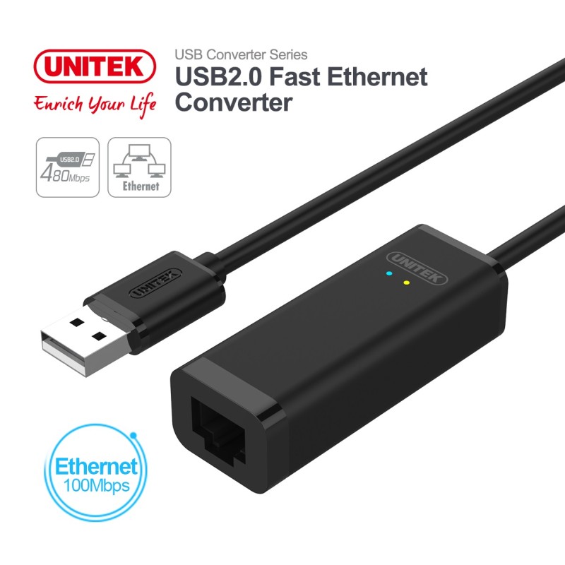 Unitek USB2.0 Fast Ethernet Converter - Y-1468 - USB2.0 Fast Ethernet Converter — Buy in Cyprus with Fast Delivery