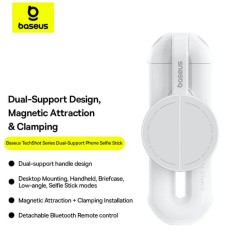 Baseus TechShot Series Aluminium Selfie Stick - Extendable up to 61cm - White — Buy in Cyprus with Fast Delivery