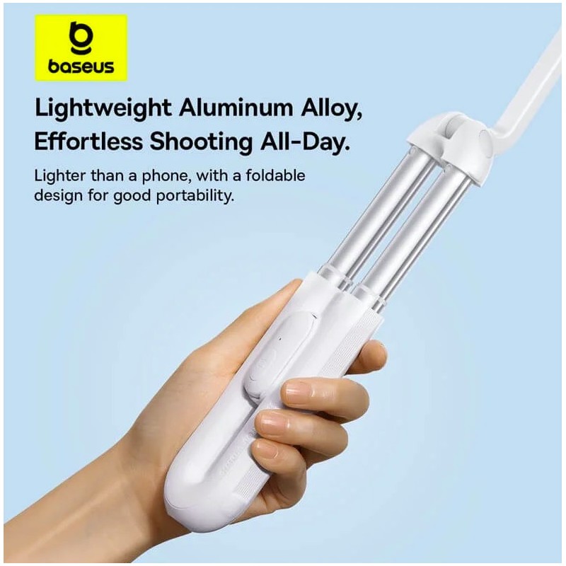 Baseus TechShot Series Aluminium Selfie Stick - Extendable up to 61cm - White — Buy in Cyprus with Fast Delivery