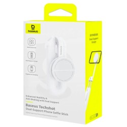 Baseus TechShot Series Aluminium Selfie Stick - Extendable up to 61cm - White — Buy in Cyprus with Fast Delivery