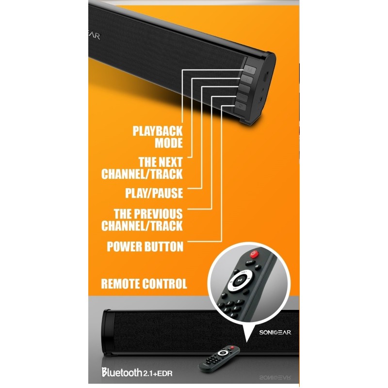 SonicGear Soundbar for TV PC - SONICBAR 3000 - 40W RMS Bluetooth, SD Card & FM — Buy in Cyprus with Fast Delivery