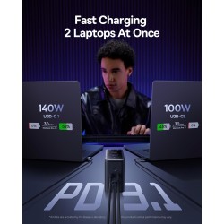 Baseus Desktop Charger 240W 3C+U+DC Touch Display & App Control incl 240W Charging Cable - Can Charge two Laptops