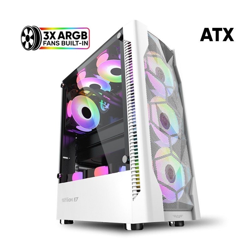 Armaggeddon Gaming Case - TRITRON 3 - ATX 3xARGB White — Buy in Cyprus with Fast Delivery