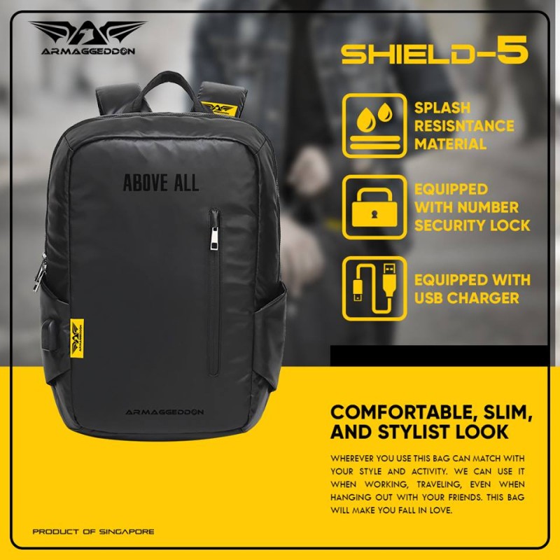 Armaggeddon Anti-Theft Gaming Bag - SHIELD 5 - Black — Buy in Cyprus with Fast Delivery