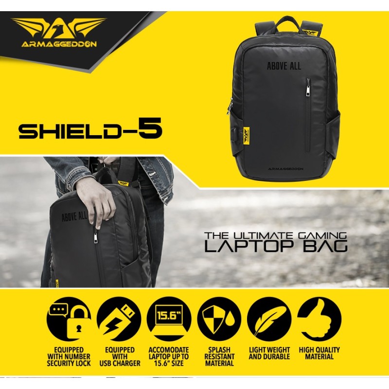Armaggeddon Anti-Theft Gaming Bag - SHIELD 5 - Black — Buy in Cyprus with Fast Delivery
