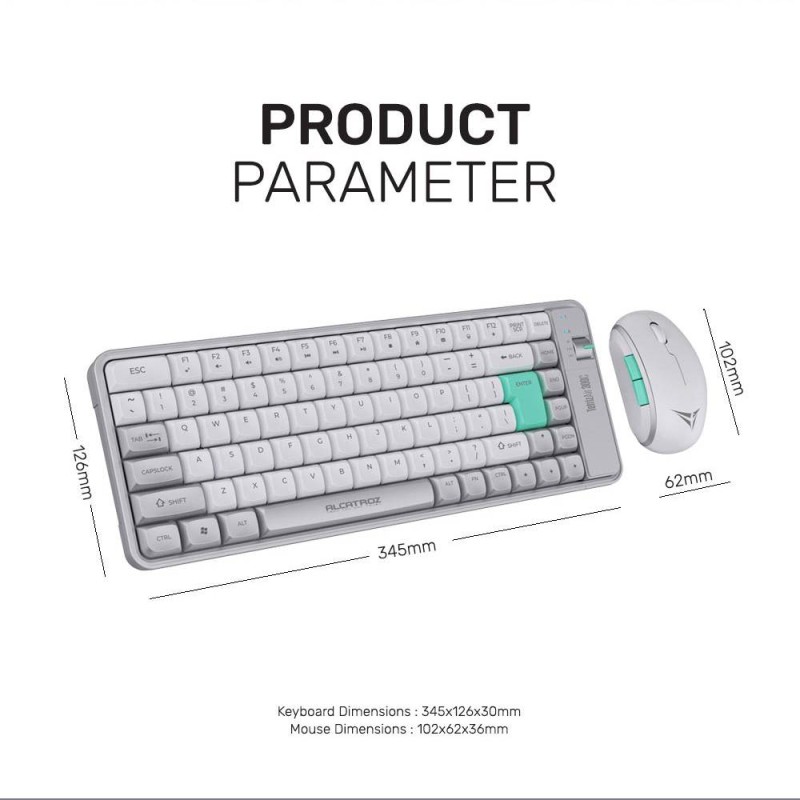 Alcatroz Keyboard & Mouse 2.4G+BT Combo 84K Tetriz Air - 300C - Winter White — Buy in Cyprus with Fast Delivery