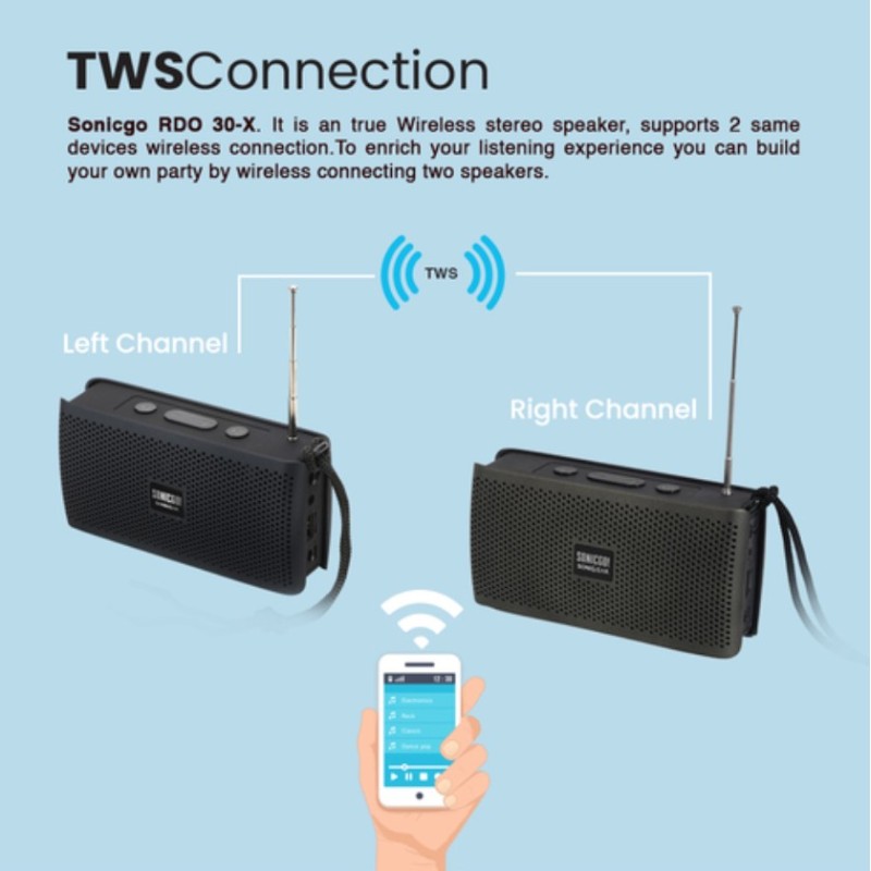 SonicGear SONICGO! Portable BT FM USB Speaker - RDO30-X - Black — Buy in Cyprus with Fast Delivery