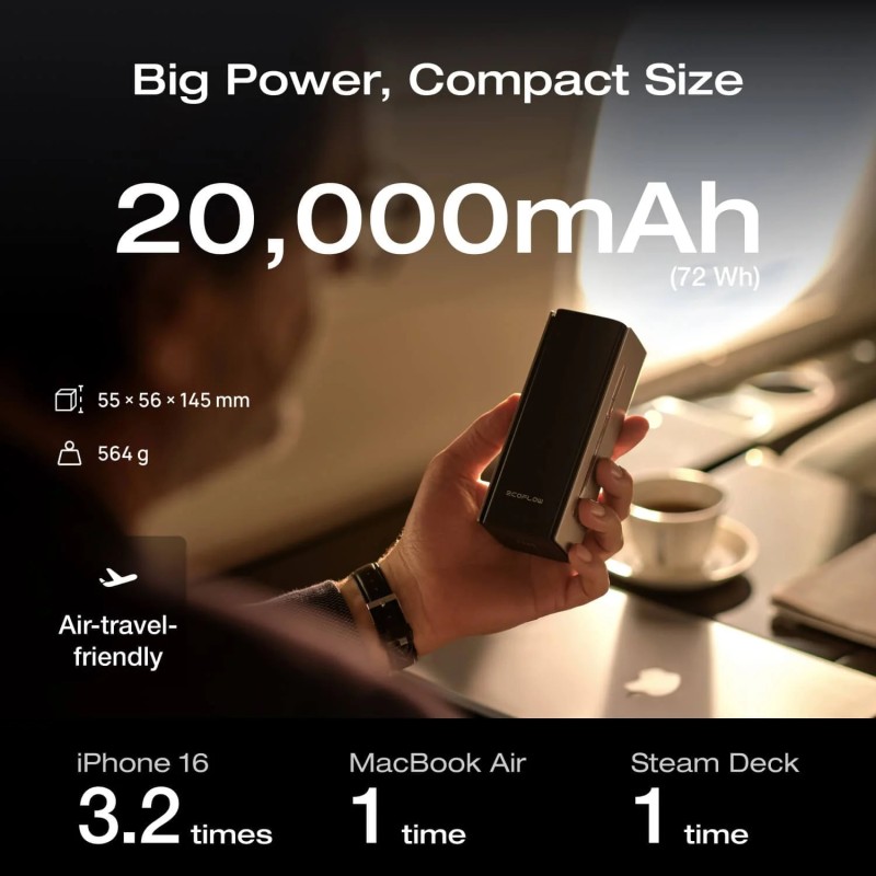 EcoFlow Charge Powerbank RAPID Pro - 20000mAh 230W + 100W Built-in Cable Black — Buy in Cyprus with Fast Delivery