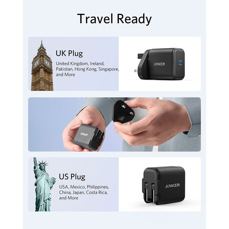 Anker PowerPort III 25W USB-C Wall Charger - with UK EU & US plug — Buy in Cyprus with Fast Delivery