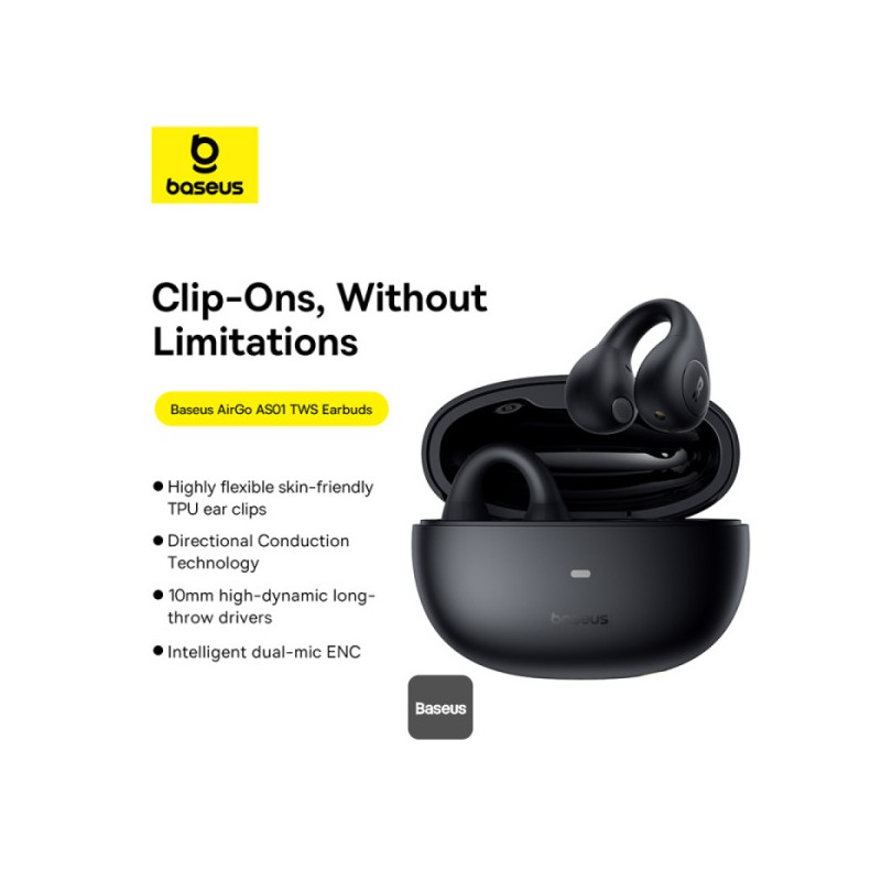 Baseus Headphones Open Ear - AirGo 1 Ring - Black — Buy in Cyprus with Fast Delivery