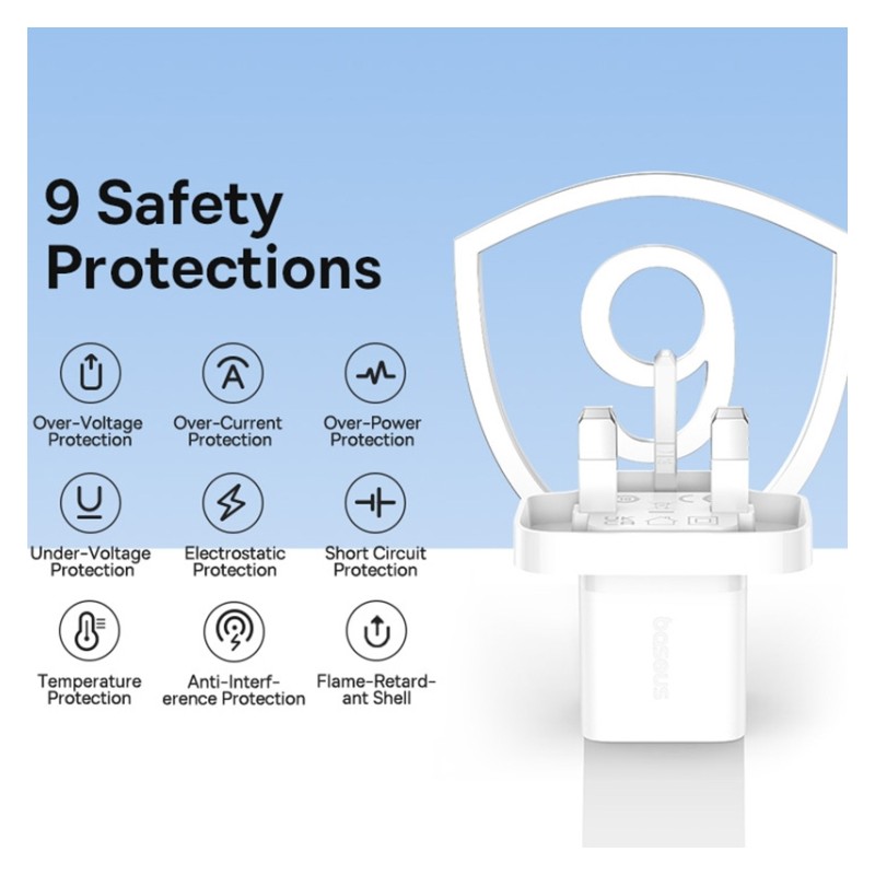 Baseus Charger Wall - GaN5 - 30W USB-C UK MINI White — Buy in Cyprus with Fast Delivery