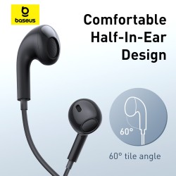 Baseus Earphones - CZ17 - Wired Type C Black — Buy in Cyprus with Fast Delivery