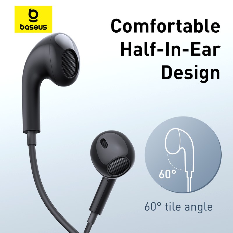 Baseus Earphones - CZ17 - Wired Type C Black — Buy in Cyprus with Fast Delivery