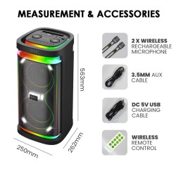 SonicGear Portable Karaoke Speaker - BBX1300 - 2 x 6.5'' BT USB RGB 2x Mics Audiobox — Buy in Cyprus with Fast Delivery