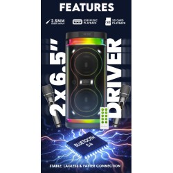 SonicGear Portable Karaoke Speaker - BBX1300 - 2 x 6.5'' BT USB RGB 2x Mics Audiobox — Buy in Cyprus with Fast Delivery