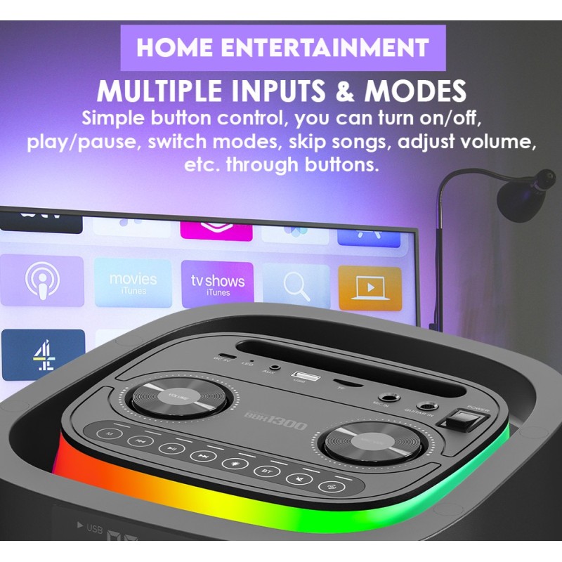 SonicGear Portable Karaoke Speaker - BBX1300 - 2 x 6.5'' BT USB RGB 2x Mics Audiobox — Buy in Cyprus with Fast Delivery