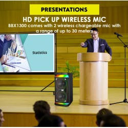 SonicGear Portable Karaoke Speaker - BBX1300 - 2 x 6.5'' BT USB RGB 2x Mics Audiobox — Buy in Cyprus with Fast Delivery