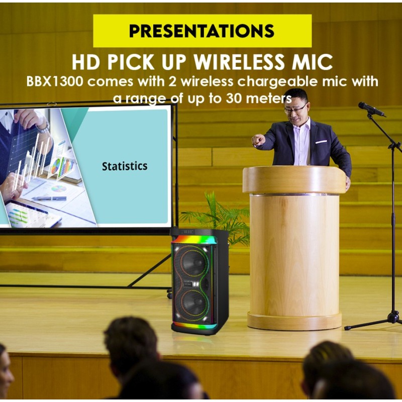 SonicGear Portable Karaoke Speaker - BBX1300 - 2 x 6.5'' BT USB RGB 2x Mics Audiobox — Buy in Cyprus with Fast Delivery