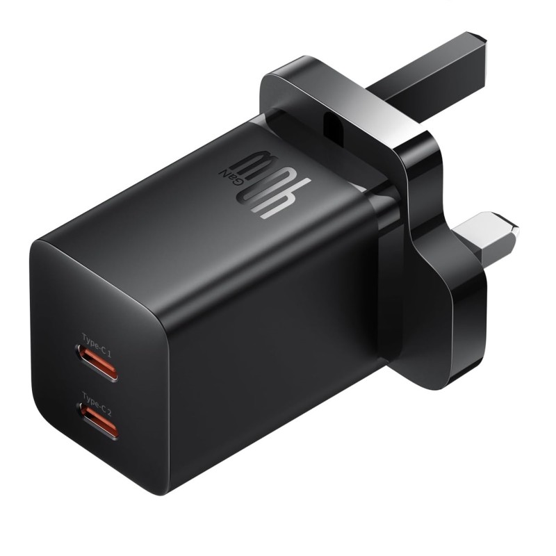 Baseus Charger - GaN5 - Wall 40W USB-Cx2 UK MINI Black — Buy in Cyprus with Fast Delivery