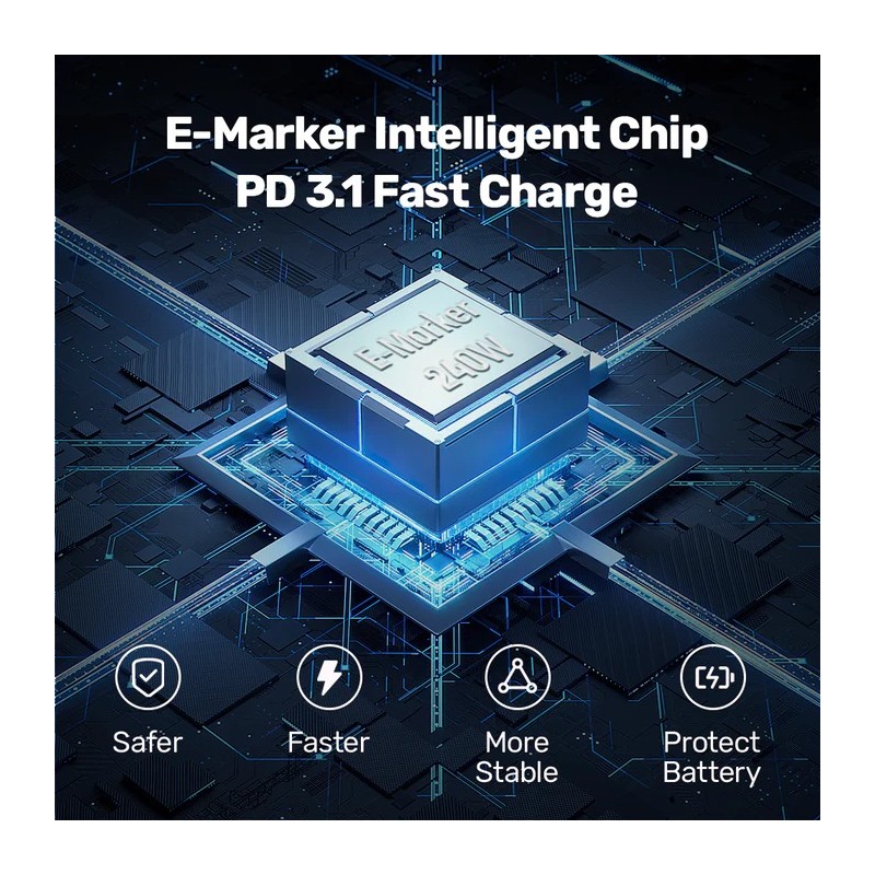 Unitek MC USB-C Cable - C14110GY-2M - PD240W USB3.1 E-Marker 2.0m — Buy in Cyprus with Fast Delivery