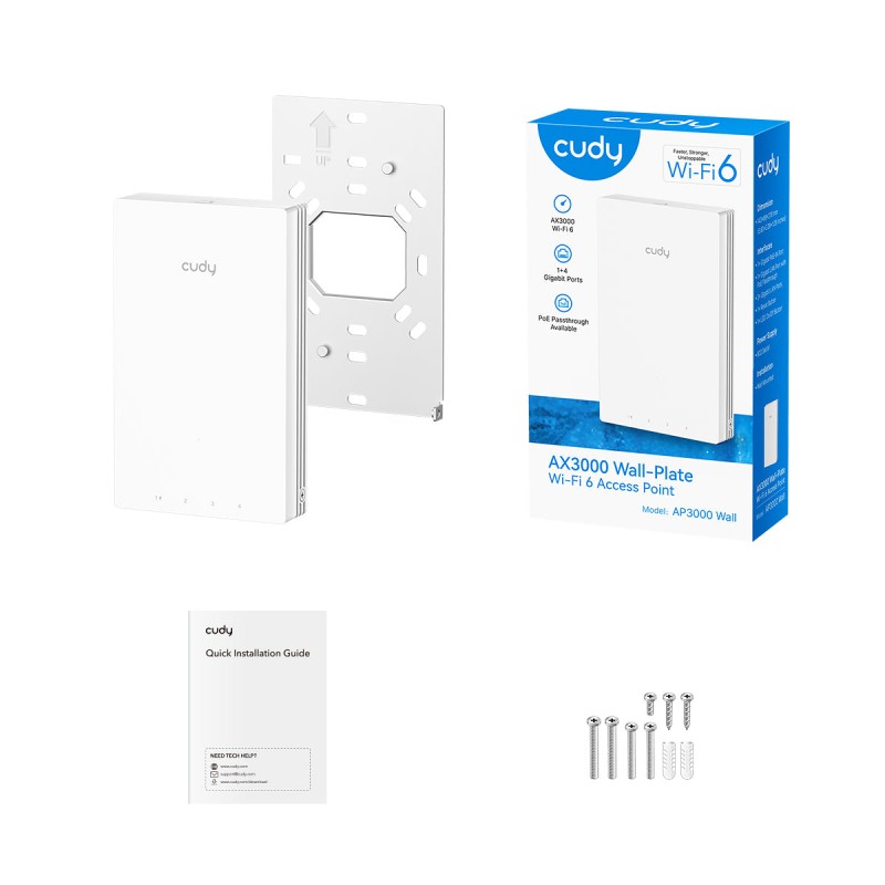 Cudy Access Point Wall-Plate - AX3000 - Dual Band Wi-Fi 6 AP3000 — Buy in Cyprus with Fast Delivery