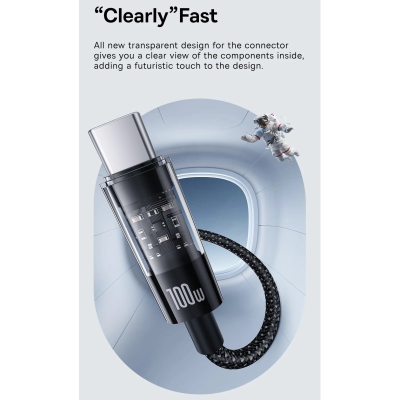 Baseus Cable USB-C to USB-C Gem Series 100W 1.0m Black - USB-C to USB-C, 100W, 1.0m, Black — Buy in Cyprus with Fast Delivery