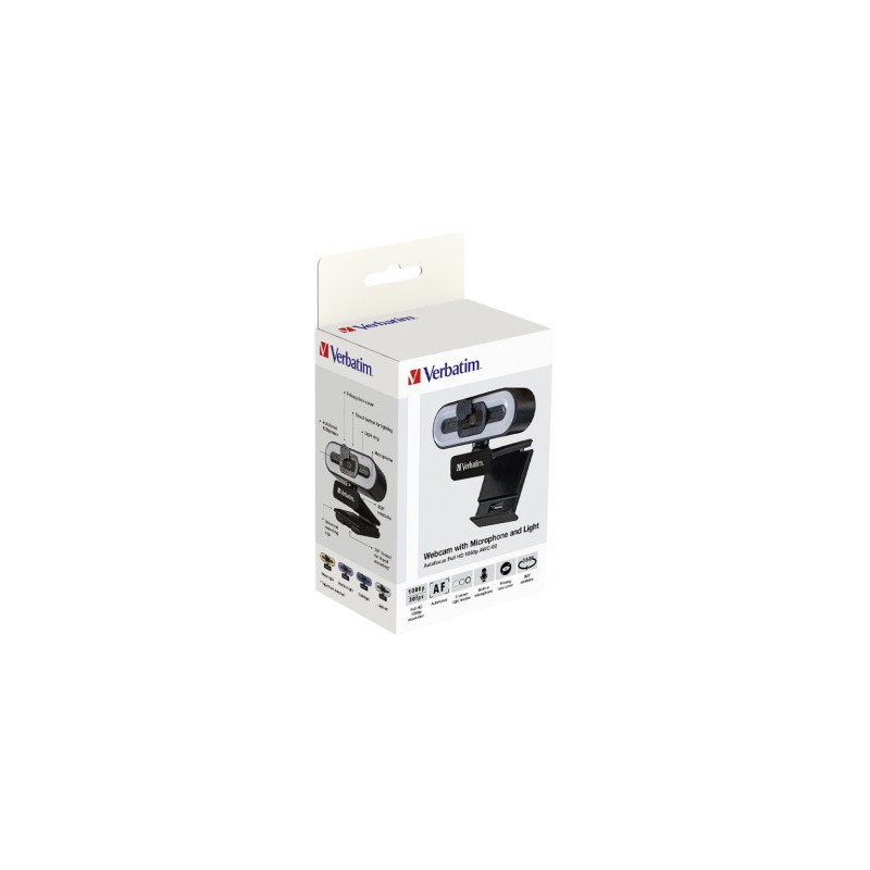 Verbatim Webcam - AWC-02 - Full HD Autofocus with Microphone & Light — Buy in Cyprus with Fast Delivery