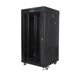 Lanberg Free Standing Cabinet 19'' with Glass Door 22U 60cm Ventilation Panel with LCD, 2 Fans & Thermostat Black (no...