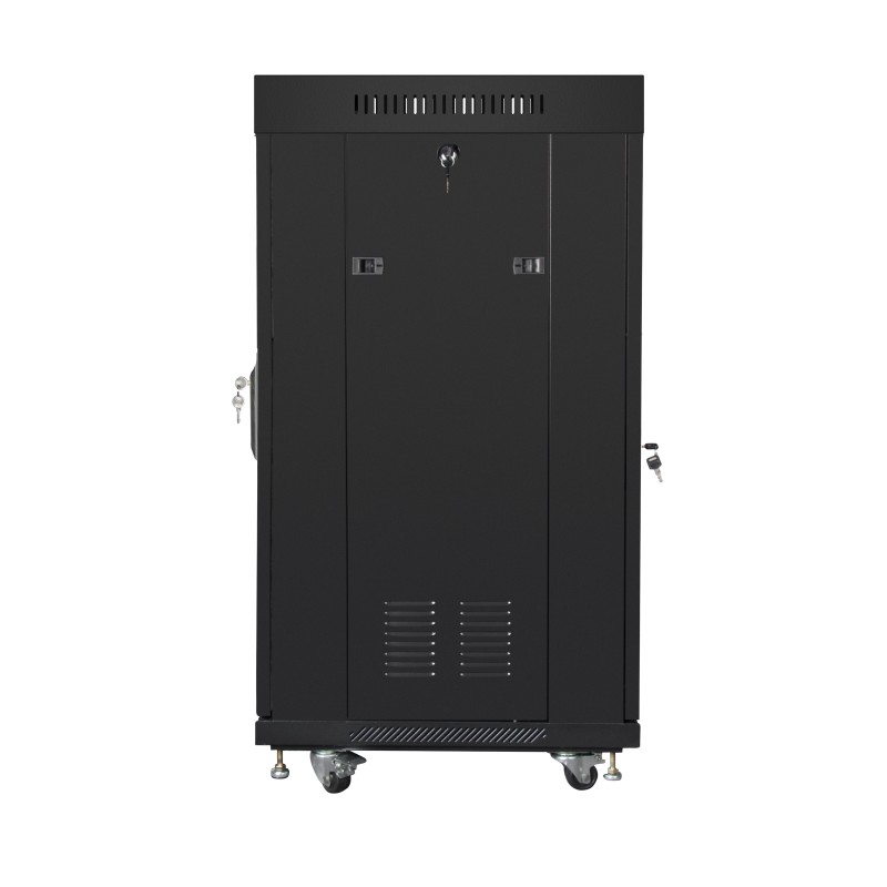 Lanberg Free Standing Cabinet 19'' with Glass Door 22U 60cm Ventilation Panel with LCD, 2 Fans & Thermostat Black (no...