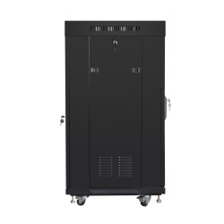 Lanberg Free Standing Cabinet 19'' with Glass Door 22U 60cm Ventilation Panel with LCD, 2 Fans & Thermostat Black (no...