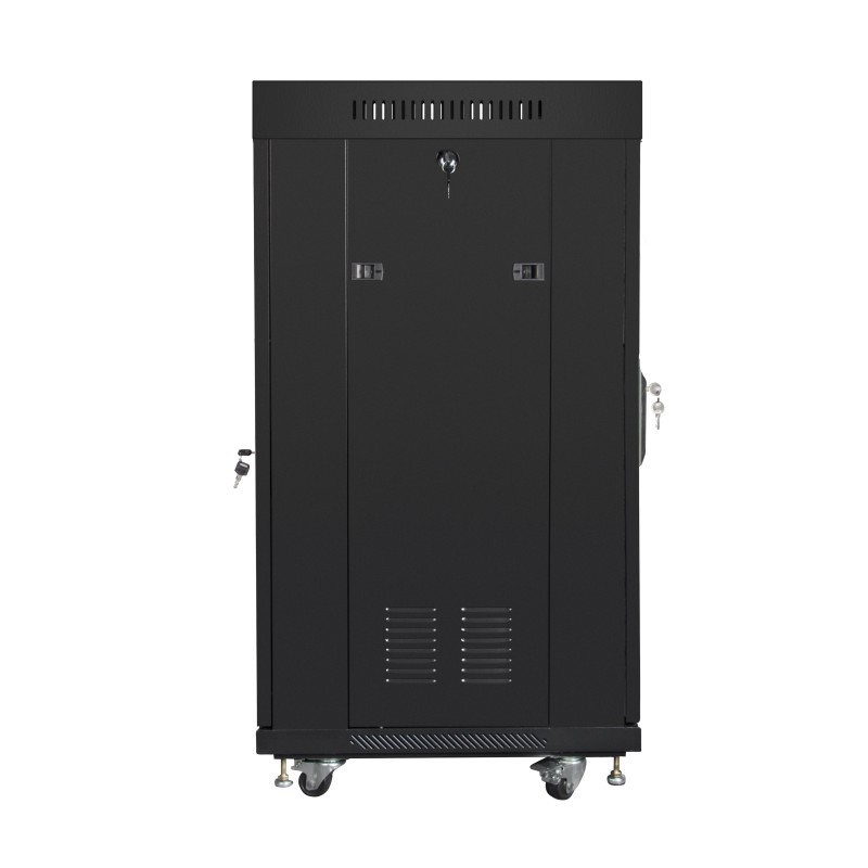 Lanberg Free Standing Cabinet 19'' with Glass Door 22U 60cm Ventilation Panel with LCD, 2 Fans & Thermostat Black (no...