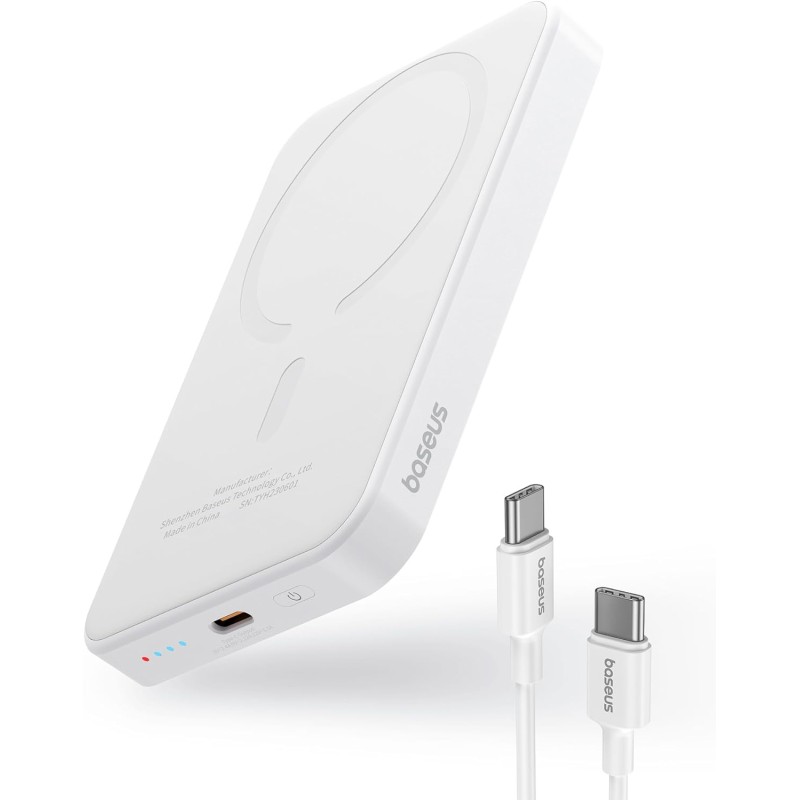 Baseus Powerbank - 20W 5000mAh Magnetic Wireless White — Buy in Cyprus with Fast Delivery