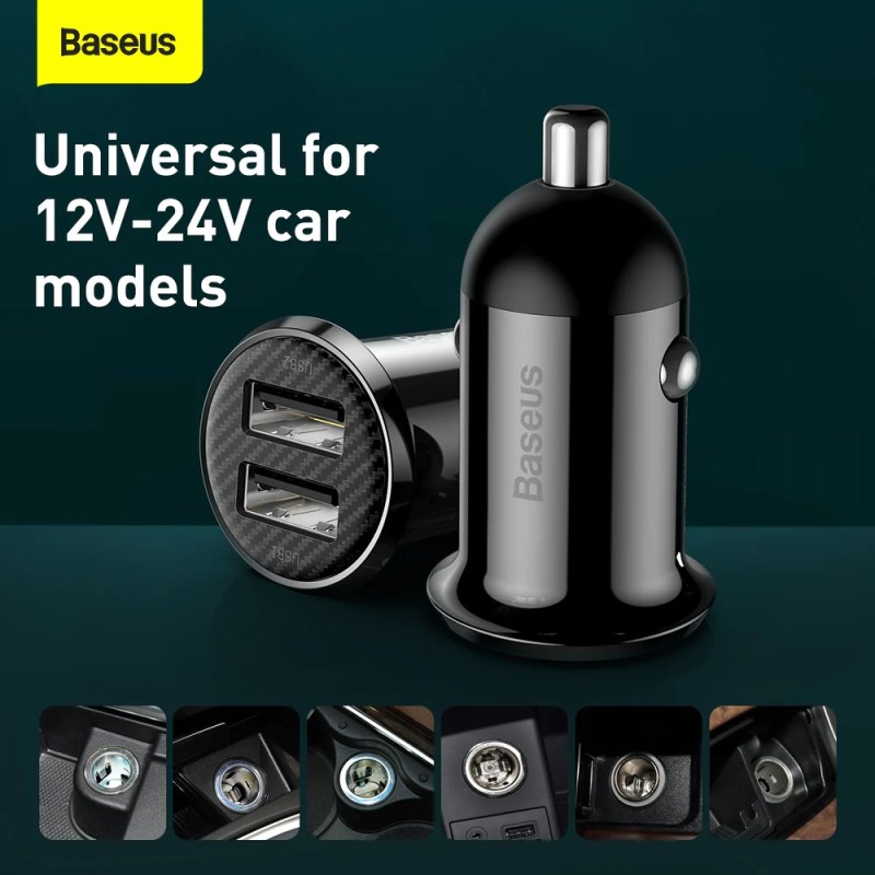 Baseus GRAIN Pro Car Charger - 4.8A Black — Buy in Cyprus with Fast Delivery