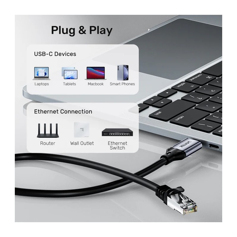 Unitek Converter - C18148AGY-1M - USB-C to Gigabit Ethernet Cable 1.0m — Buy in Cyprus with Fast Delivery