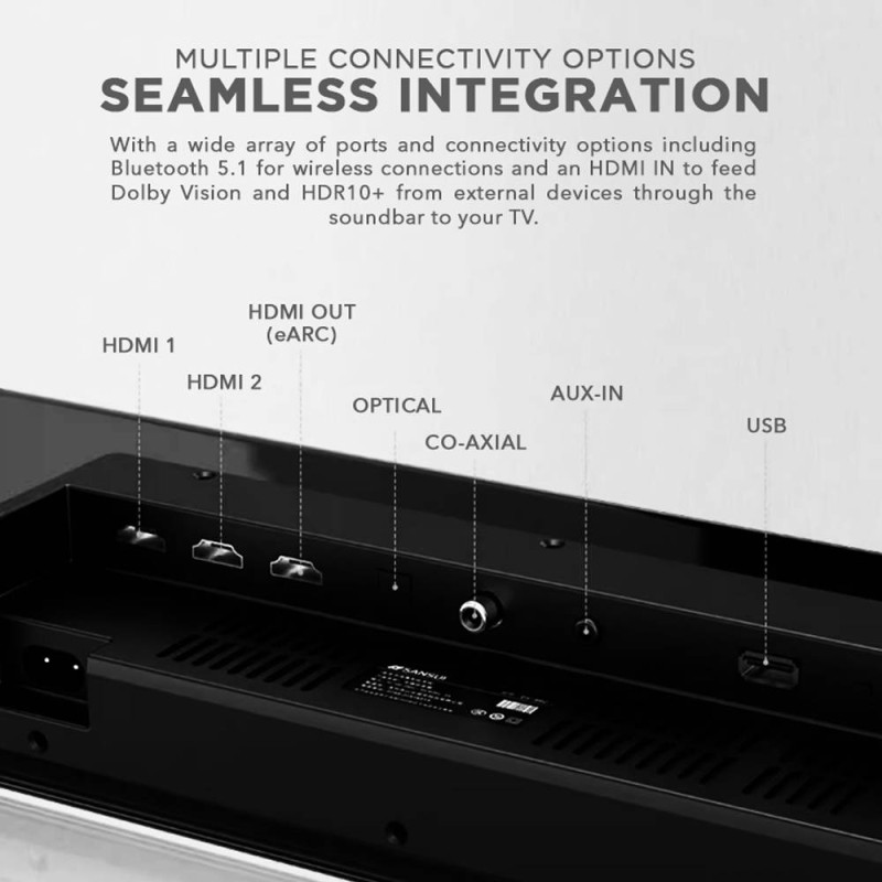 SonicGear Soundbar - STUDIOBAR 3000 - Dolby Atmos 700W 5.1.2 Soundbar Incl 2xUHF Wireless Microphones 3xHDMI,BT,USB