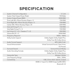 SonicGear Soundbar - STUDIOBAR 3000 - Dolby Atmos 700W 5.1.2 Soundbar Incl 2xUHF Wireless Microphones 3xHDMI,BT,USB