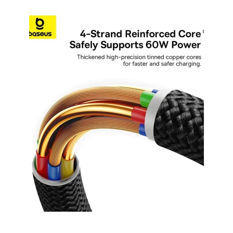 Baseus Cable - USB-C to USB-A, Dura Series Braided, 2.0m, Black+Red — Buy in Cyprus with Fast Delivery