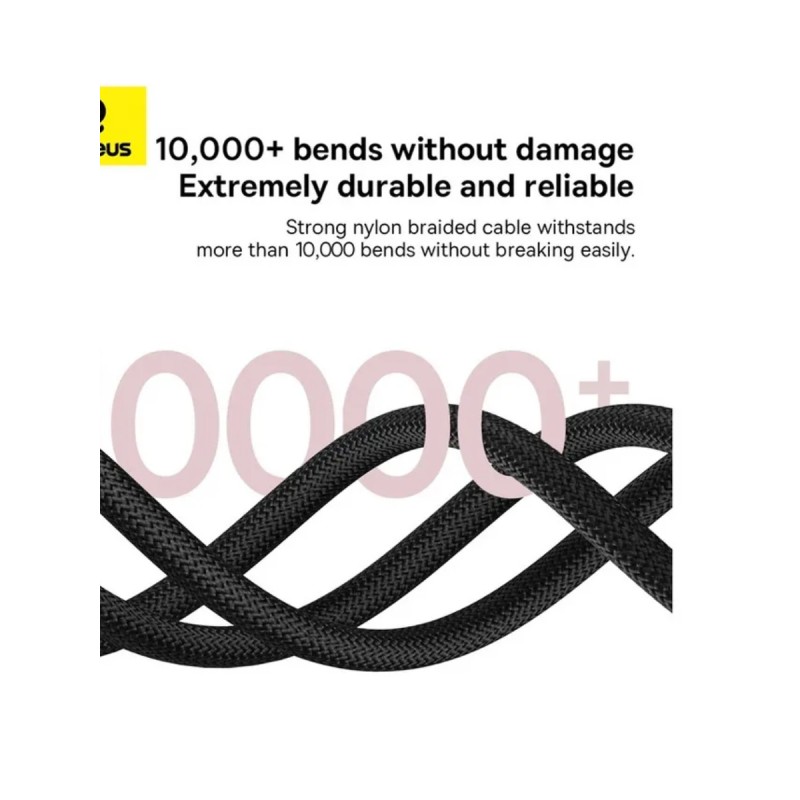 Baseus Cable - USB-C to USB-A, Dura Series Braided, 2.0m, Black+Red — Buy in Cyprus with Fast Delivery