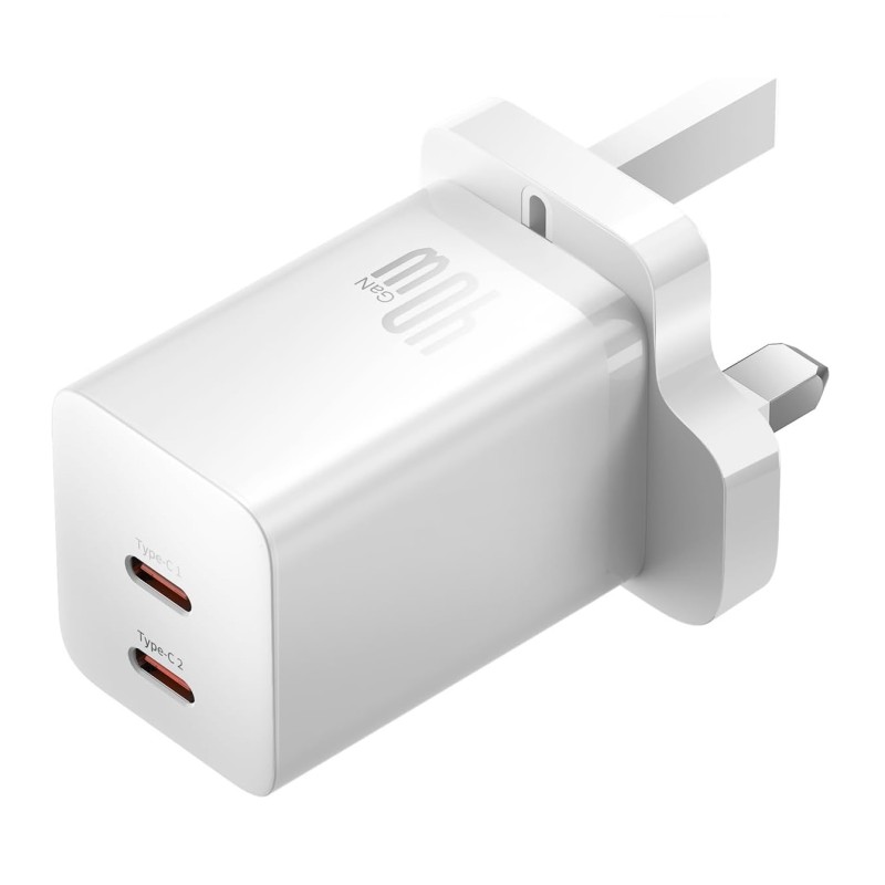Baseus Charger Wall 40W USB-Cx2 UK MINI White - GaN5 - 40W USB-Cx2 UK MINI White — Buy in Cyprus with Fast Delivery