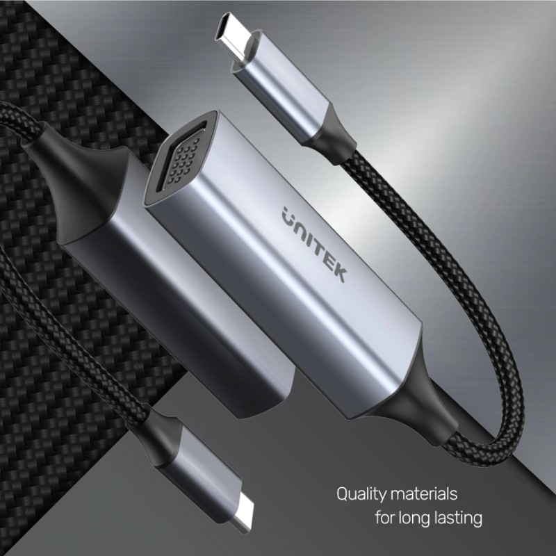 Unitek Converter USB-C to VGA - V1413A - Aluminium Braided — Buy in Cyprus with Fast Delivery