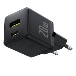 Baseus Charger Wall 20W USB-C USB-A PALM Series EU Black - 20W, USB-C, USB-A, PALM Series, EU, Black