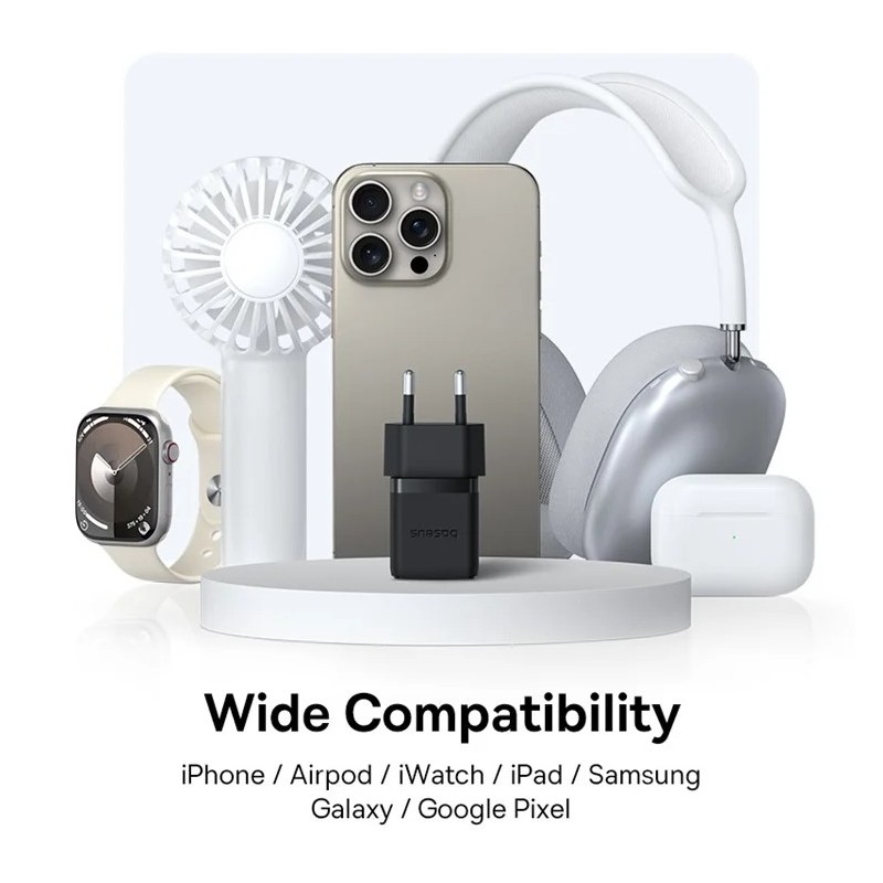 Baseus Charger Wall 20W USB-C USB-A PALM Series EU Black - 20W, USB-C, USB-A, PALM Series, EU, Black